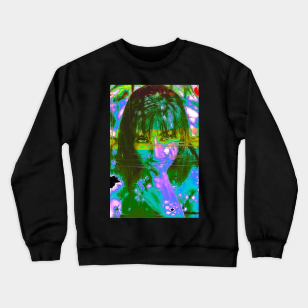 Staring Glitch Girl Glitch Art Crewneck Sweatshirt by GLITCH.HUB